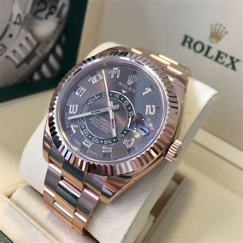 rolex sky-dweller rose gold chocolate dial for sale|Rolex Sky-Dweller 326935.